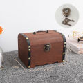 1Set Wooden Treasure Chest With Lock Piggy Bank Organizer Vintage Treasure Storage Box Saving Box Case For Home Decoration. 