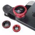 3 In 1 Universal Clip Camera Mobile Phone Lens Fish Eye + Macro + Wide Angle. 