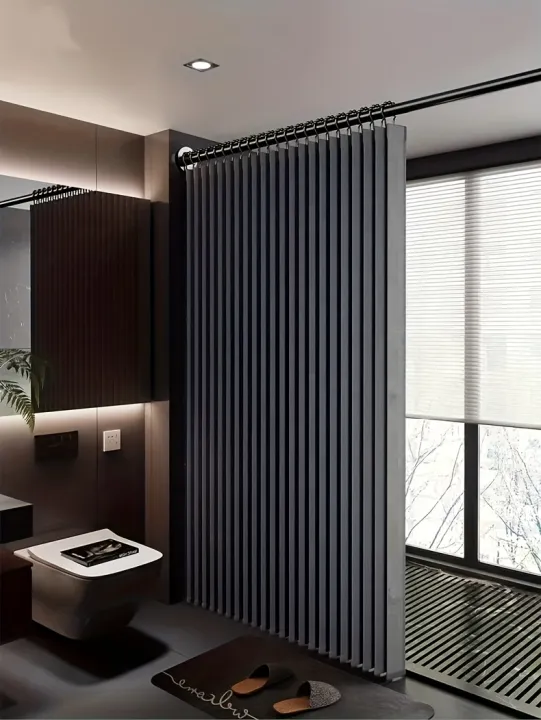 Foldable%20Magnetic%20Shower%20Curtain%20Waterproof%20Privacy%20Bathroom%20Curtain%20for%20Home%20Apartment%20Hotel%20Stylish%20Decor%20-%20Image%202