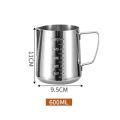 304 Stainless Steel Milk Frothing Pot with Scale, 350/600 Ml. For Coffee Makers. 