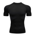 Men's compression running T-shirt fitness tight short sleeved T-shirt training jogging shirt gym sportswear quick drying.