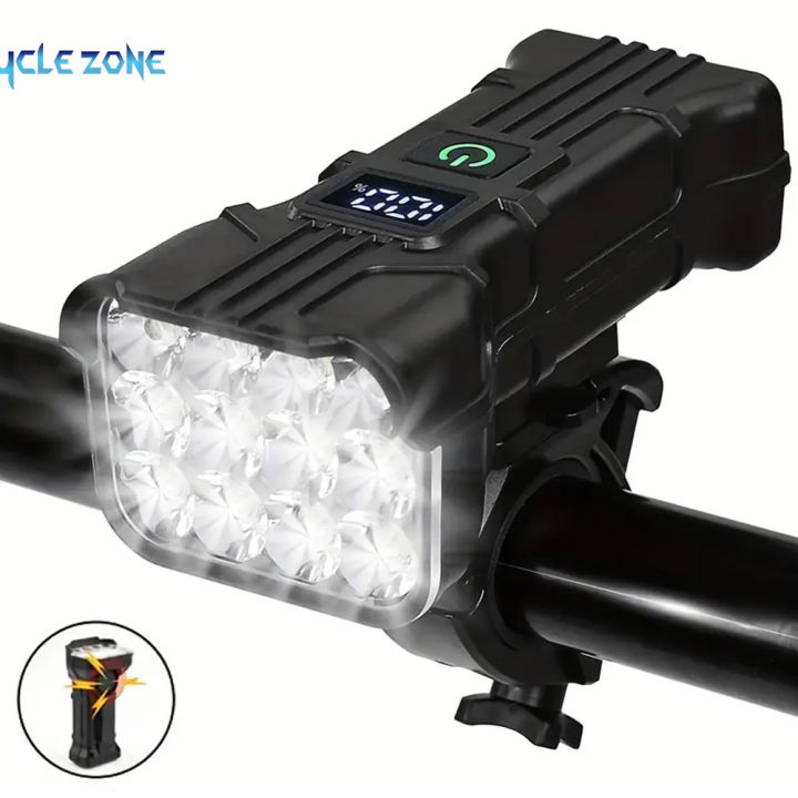 12 LED Bicycle Front Light Rechargeable Bike Light with Horn MTB
