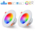 Tuya Smart 220V 10W LED Downlight RGB WW CW Bluetooth Dimmable RF 2.4G Remote Group Control for Bedroom Living Room Decorate lightify. 