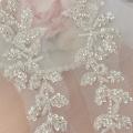 10PCS-2PCS. Silver White Beaded Lace Mirror Flowers.Flower Leaves Embroidery Wedding Dress Headdress.DIY Sewing Supplies Patch. 