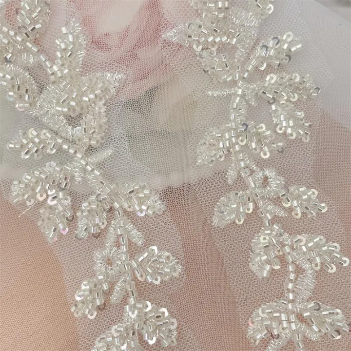 10PCS-2PCS.%20Silver%20White%20Beaded%20Lace%20Mirror%20Flowers.Flower%20Leaves%20Embroidery%20Wedding%20Dress%20Headdress.DIY%20Sewing%20Supplies%20Patch%20-%20Image%204