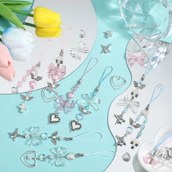 154Pcs%20DIY%208%20Sets%20Phone%20Charm%20Making%20Kit%20Cute%20Bowknot%20Bow%20Knot%20Wing%20Heart%20Beads%20Phone%20Charms%20Phone%20Keychain%20Charm%20Cell%20Phone%20kit%20-%20Image%204