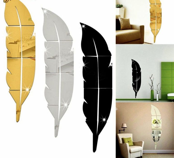 3D Mirror Wall Decor I Wall Stickers I 3D Leaf Mirror Decal I Mirror Wall Art Accents I Acrylic..