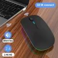 Bluetooth Wireless Mouse RGB Rechargeable with USB, BT5.2 Wireless Computer Mause LED Backlit Ergonomic Gaming Mouse For Laptop, PC, Macbook, 2.4GHz, 1600DPI. 