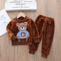 2023 New Winter Baby Boy Girl Thicken Pajamas Set Flannel Fleece Toddler Child Warm Catoon Sleepwear Kids Home Suit 0-5Y.