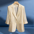 Women's Light Blue Acetate Suit Jacket Summer Style Lightweight Single Button Casual Top. 