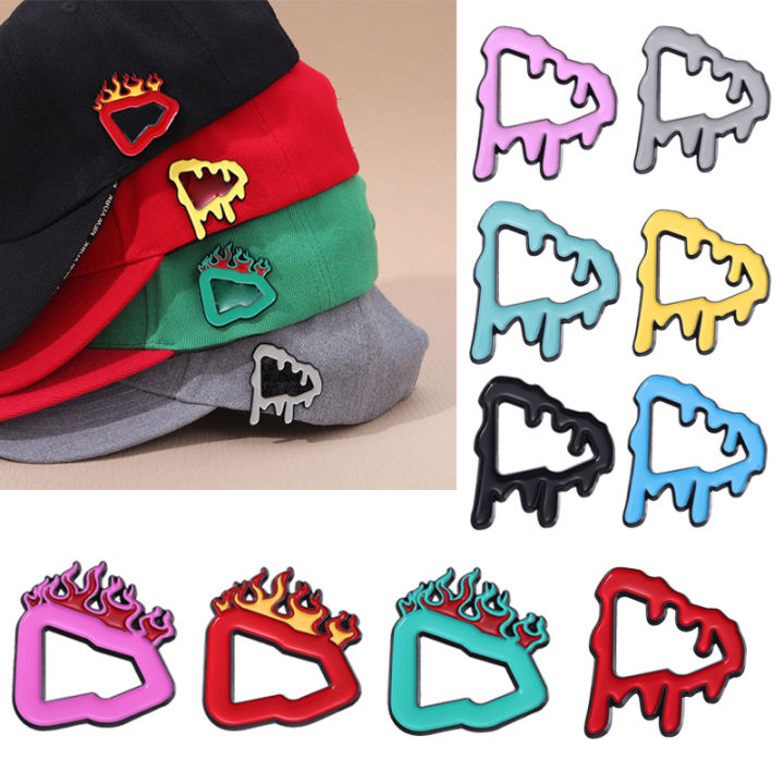 Multicolour Baseball Cap Enamel Pins Flame Shape Metal Decorative Lapel Badge for Sports Hat Accessories Brooches Jewelry