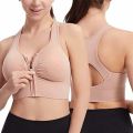 Women Shockproof Front Zipper Closure High Impact Sports Bra Racerback Yoga Top. 