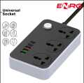 Energy - ENRG Smart Universal Three shoo Extension

Board 3 Power Socket + 3 Usb Plug + 2 Type C Fast For Mobile Charging Ports With 1.8 Meter Heavy Duty Copper Wire Black & White. 