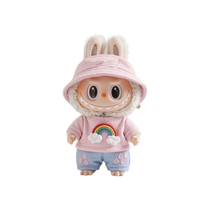 17cm%20Doll%20Clothes%20Standing%20Pendant%20Labubu%20Doll%20Replacement%20Set%20Cute%20Rainbow%20Top%20Plus%20Pink%20Hat%20Suitable%20for%20Labubu%20Clothing%20Set%20-%20Image%205