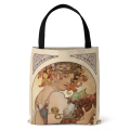 Mucha Series Digital Printed Canvas Bag Open Tote Bag Handbag Retro Canvas Shopping Bag. 