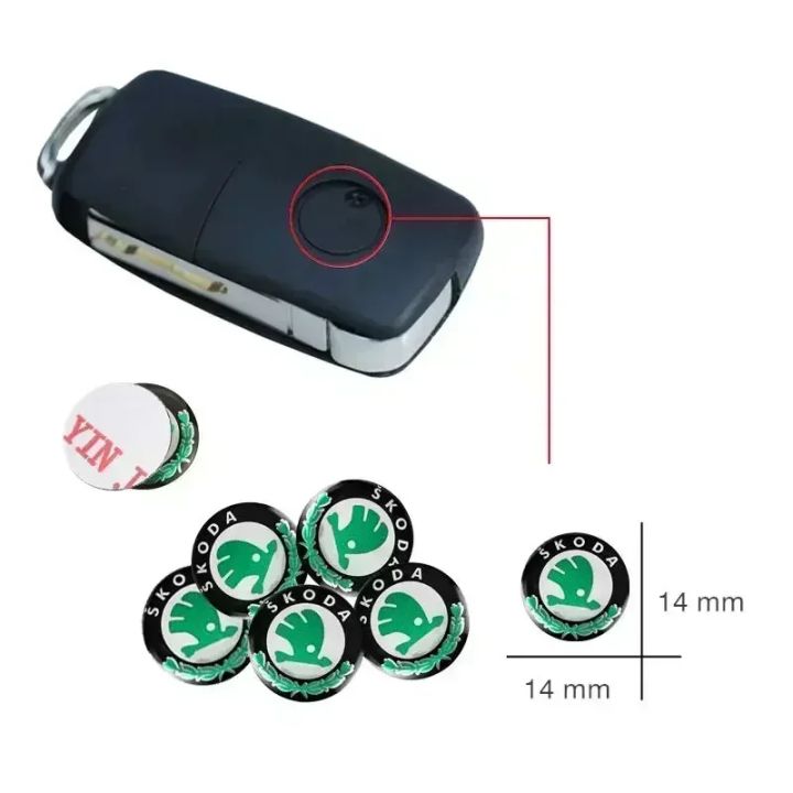Remote Fob Key Emblem Sticker 14mm Fob Car Logo Sticker For Car Remote Control Key For Skoda Octavia ...