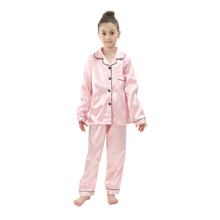 2%204%206%208%2010%2012%2014%20Years%20Children's%20Loungewear%20Teenage%20Satin%20Sleepwear%20Spring%20Autumn%20Boy%20Girl%20Pyjamas%20Kids%20Long%20Sleeved%20Pajama%20Set%20-%20Image%204