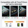 2.5 inch USB C Hard Drive Enclosure USB 3.1 to SATA III 6Gbps Clear External Hard Drive Case for 7mm 9.5mm 2.5 inch SATA SSD HDD.