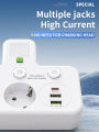 EU plug and socket 4 sockets, multi plug wall power plug and socket without extension cable or USB and Type-C port. 