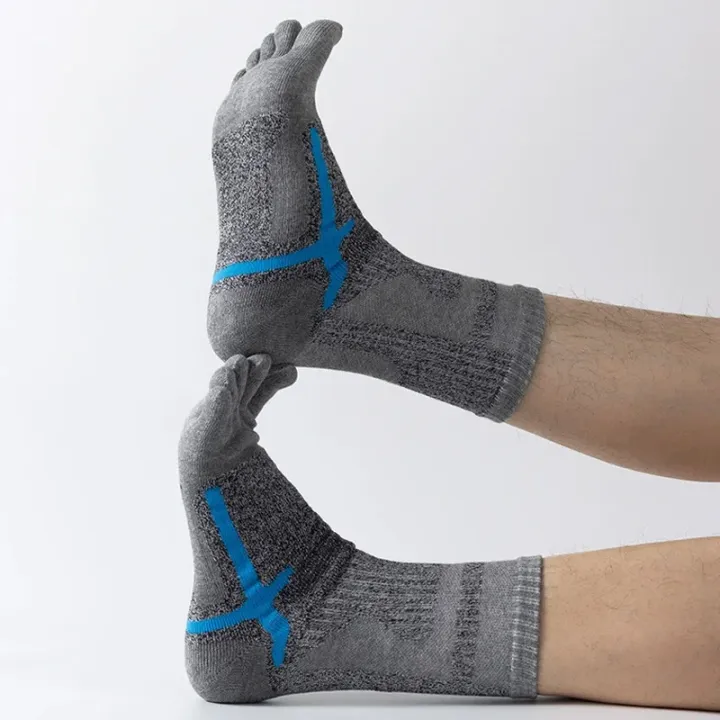 1/3%20Pairs%20Thick%20Five%20Finger%20Socks%20Sports%20Man%20Boy%20Striped%20Compression%20Terry%20Damping%20Towel%20Bottom%20Cycling%20Outdoor%20Toe%20Socks%20Short%20-%20Image%202