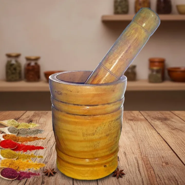 Polished%20Wooden%20Mortar%20with%20Pestle%20for%20Grinding%20Herbs,%20Ginger,%20Onion-%20Aesthetic%20Design(Light%20Brown)%20Medium%20Size%20-%20Image%202
