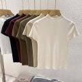 2025 Pullover Sweater  Basic Layering Piece Thin  Pullover Women Female Knitted Sweater Slim Short Sleeve Bodycon Sweater. 