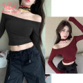 Women's crop top off the shoulder crop top cropped straps Korean fashion sexy ladies all-match. 