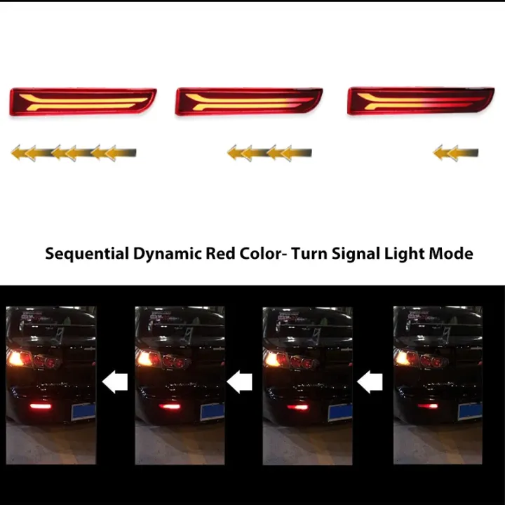 2pcs%20For%20Mitsubishi%20Lancer%20Evo%20X%20Outlander%20Red%20Rear%20Bumper%20Reflector%20Lights%20,Tail/Brake%20Rear%20Fog%20Lamps%20and%20Turn%20Signal%20Light%20-%20Image%206