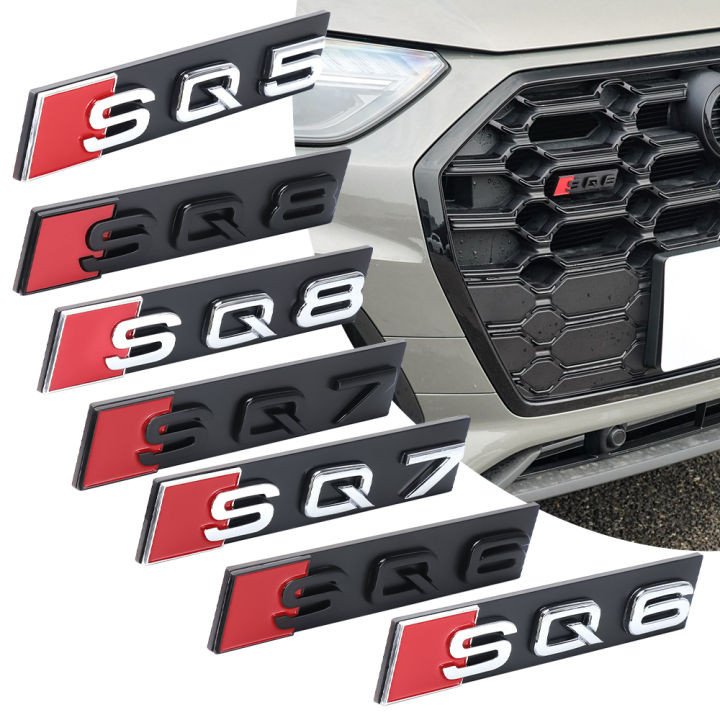 For Audi S3 S4 S5 S6 S7 S8 RS3 RS4 RS5 RS6 RS7 RS8 W12 V6 3D ABS Chrome Black SQ3 SQ5 SQ7 SQ8 Logo Car Front Grill Badge Sticker