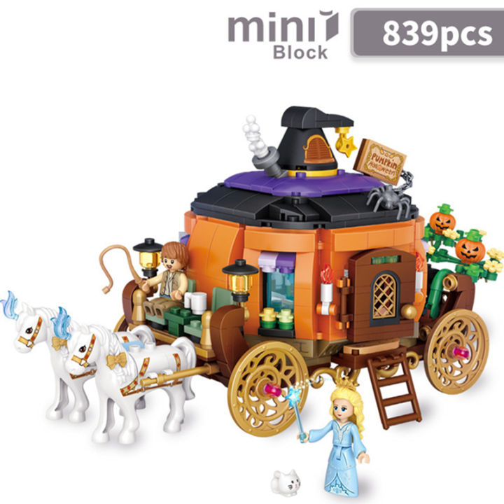 NEW%20Travel%20Pumpkin%20Cart%20Halloween%20House%20Store%20Street%20View%20Shop%20House%20Building%20Blocks%20Kit%20Girls%20Bricks%20Model%20Kids%20Toy%20Children%20-%20Image%205