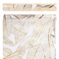 Golden Leaf Organza Metallic Table Runner for Home Kitchen Party Table Decoration.
