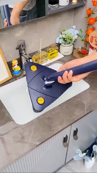Twist n Squeeze Triangle Shape Extendable Microfiber Mop For Floor | Adjustable Triangular Cleaning Mop Twisting 360° Rotating