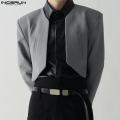 INCERUN Men Blazer Solid Color Open Stitch Long Sleeve Irregular Thin Suits Men 2024 Streetwear Fashion Casual Crop Coats S-5XL. 