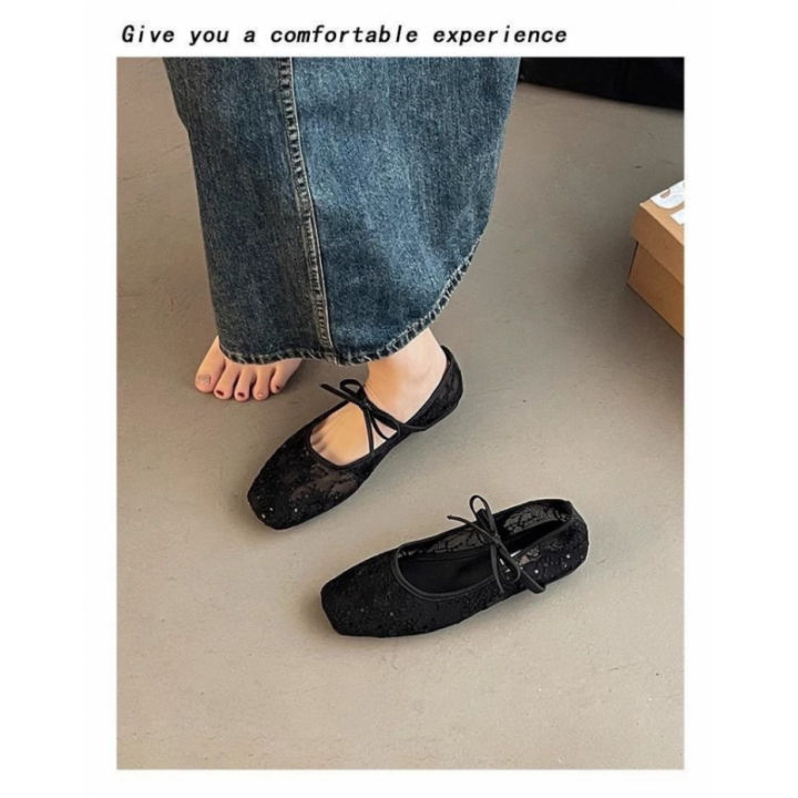 2026%20Women's%20Lace%20Mesh%20Mary%20Jane%20Shoes%20Fashion%20Square%20Toe%20Bowknot%20Flats%20Soft%20Sole%20Comfortable%20Slip-On%20Retro%20Elegant%20Date%20Shoes%20-%20Image%206