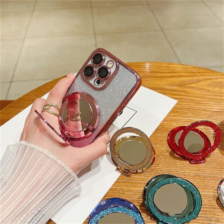 Glitter Magnetic Ring Bracket Support Wireless Charging For Magsafe Mirror Stand Holder Compatible For iPhone Case Accessories