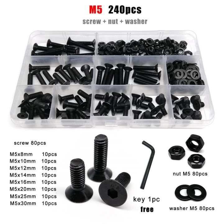 1 Box M2 M2.5 M3 M4 M5 M6 M8 Hex Hexagon Socket Allen Flat Countersunk ...