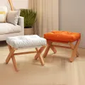 Small Stool Storage Living Room Foldable Sofa Foot Wood Stool Beech Wooden  Low Stool with Soft Breathable Cushion foot pedal. 