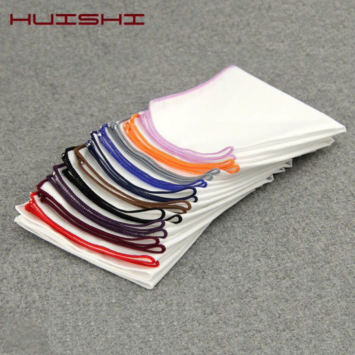 New Hanky Men's White Pocket Square Cotton Solid Color Handkerchief Chest Towel Prom Holiday Party Suit Hankies For Mens