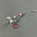 Pink Cute Peach Phone Charms Pendant Cute Bowknot Bead Handmade Sweet Girl Keychain For iPhone Camera Chain Love Heart Jewelry. 