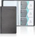 Premium Business Card Holder Black Cover Elegant Desk Organizer for Office Supplies.