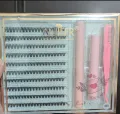 DIY Eyelash Extension kit,Lash Cluster kit waterproof Strong Hold Eyelash Bond, Eyelash Remover and Tweezer (200 Clusters).. 