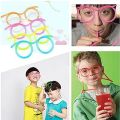 Straw Glasses Funny Soft Plastic Straw DIY Reusable Drinking Straw Tube Eye Glasses Party Supplies Bar Creativity Toy Kids . 