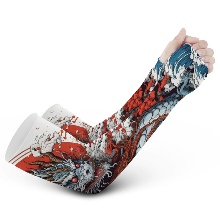 Novel%20dragon%20print%20men's%20sports%20outdoor%20sun%20protection%20breathable%20ice%20silk%20cool%20compression%20sleeves%20fishing%20golf%20cycling%20running%20-%20Image%202