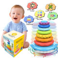 Montessori Rainbow Whale Bell Bath Baby Toy, Early Learning Stacking Roly-Poly Floating Toys, Birthday   for Kids. 