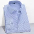Branded Cotton Shirts for Men Long Sleeve Striped Shirt Male Shirt Business Casual Red Gray Blue Orange New Regular Fit. 