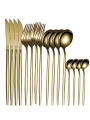 16PCS cutlery set stainless steel tableware knife and fork spoon teaspoon tableware package quality gold cutlery sets.