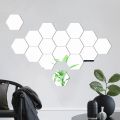 12PCS/Lot Geometric Solid Hexagonal Mirror Wall Stickers DIY With Built-in Adhesive and Removable Home Decoration. 