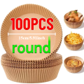 100pcs Large Circular Air Fryer Paper | High Temperature Resistant, Suitable for Oven, Microwave, Barbecue Cooking. 