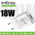 100% Infinix Original 18w Charger Adaptor for Note 8 - 10 Pro - 11 - Hot 11 Nfc 12 11s Hot 11s Hot 11 Zero X Pro Neo 11 pro Zero 5 Zero 8. 