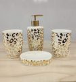 4 Pcs Ceramic Bathroom Accessories Set with Soap Holder, Toothbrush Holder, Soap Dish - Black Color. 